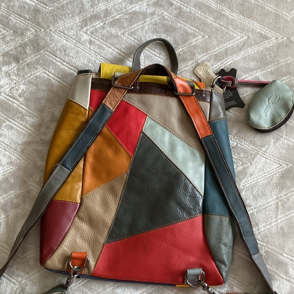 Multicolor Patchwork Leather Backpack - Picture 3 of 5